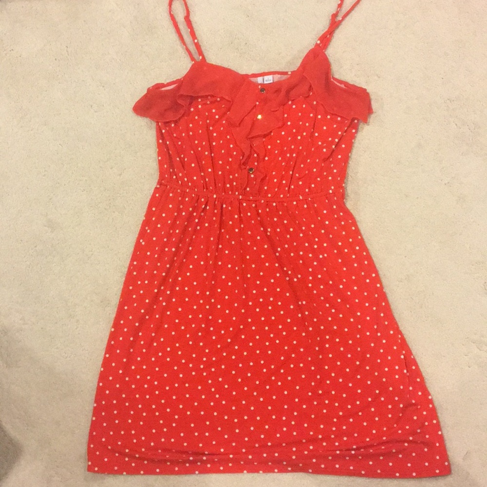 Red and white polkadot dress